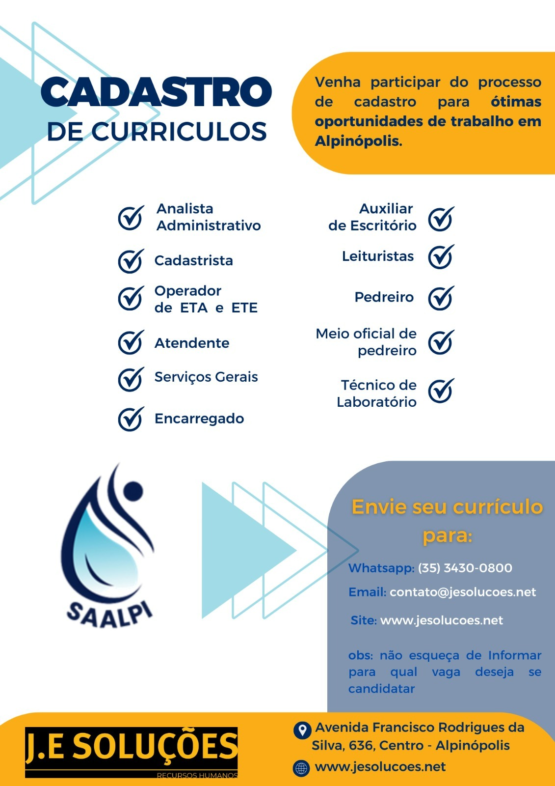 Vagas abertas em Alpinópolis